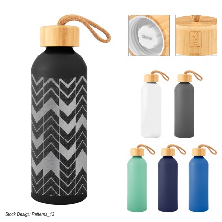 25 Oz. Full Laser Blaire Recycled Aluminum Bottle With Bamboo Lid
