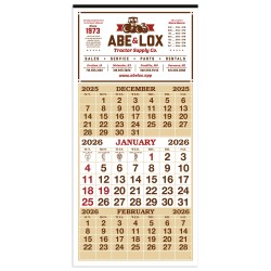 3-Month Display 12-Sheet Calendar