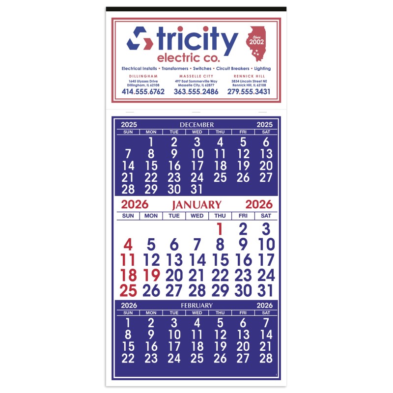 3-Month Display Apron Calendar