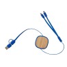 Dual Input 3-IN-1 Bamboo Retractable Cable