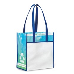 Vita Laminated Recycled Shopper - Royal Blue-Pattern
