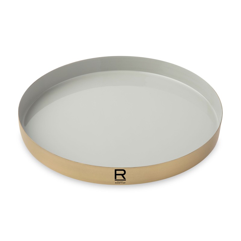 Be Home® Luxe Round Enamel Tray - Moonbeam-Matte Gold
