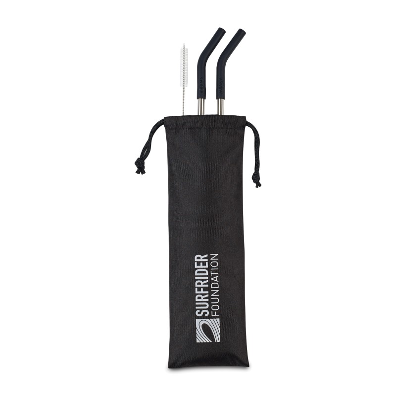 Aviana™ Poppy 2-Pack Stainless Straw Set - Black