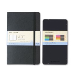 Moleskine® Coloring Kit - Sketchbook and Watercolor Pencils - Black