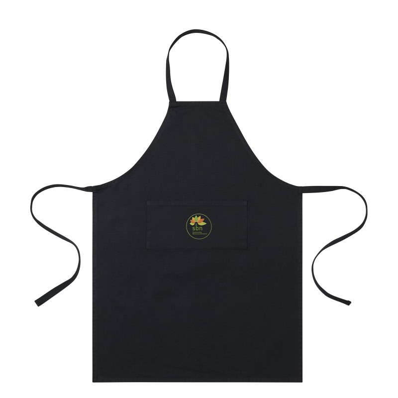 AWARE™ Recycled Cotton Bib Front Apron With Pocket - Black