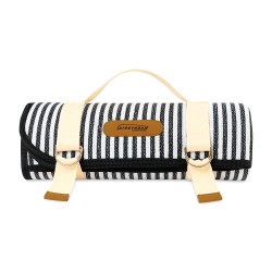 Life's a Picnic Roll-Up Blanket - Black & White Stripes
