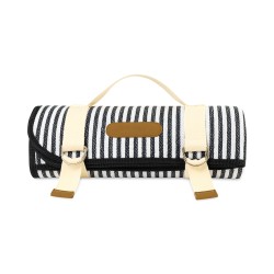 Life's a Picnic Roll-Up Blanket - Black & White Stripes