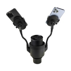 ILive™ Cup Holder with Dual Mobile Phone Mount - Black