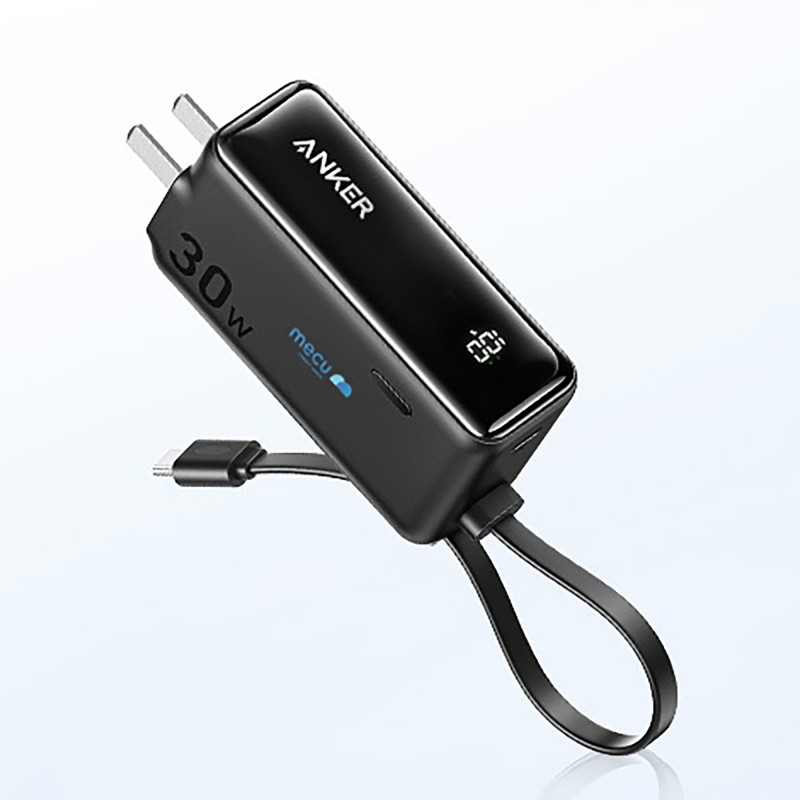 Anker 3-in-1 Power Bank (30W, Fusion, Built-In USB-C Cable) - Black