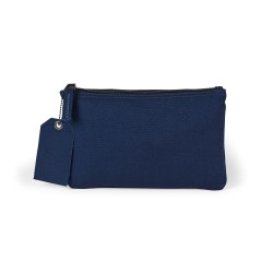 Avery Cotton Zippered Pouch - Navy Blue