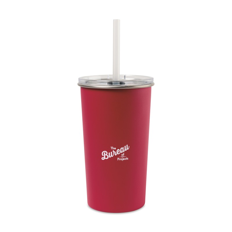 Arlo Classics Stainless Steel Tumbler with Straw - 20 Oz. - Red