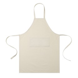 AWARE™ Recycled Cotton Bib Front Apron With Pocket - Natural