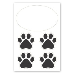 2 in 1 Oval Car Magnet with 4 Paw Prints