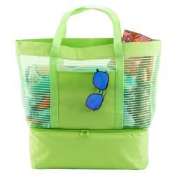 2 in 1 Striped Mesh Beach Bag Cooler