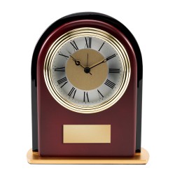 Rosewood and Black Glass Arch Clock