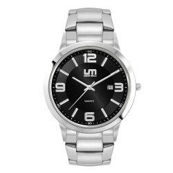 Men's Silver Stainless Steel Case Watch Men's Silver Stainless Steel Case, Black Sunray Dial, and Bl