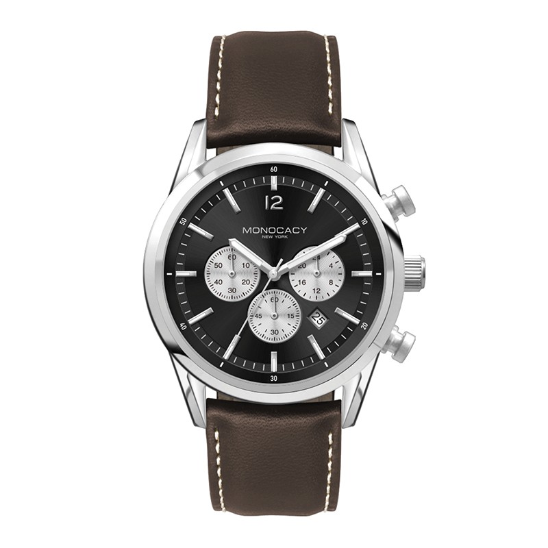 Wc3054 42mm Steel Silver Case, Chronograph Mvmt, Black Dial, Dte Display, Leather Strap, Flat Minera