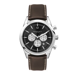 Wc3054 42mm Steel Silver Case, Chronograph Mvmt, Black Dial, Dte Display, Leather Strap, Flat Minera