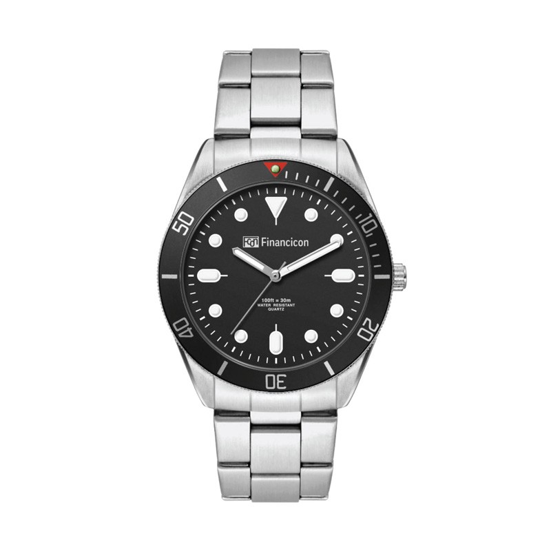 42mm, Silver Metal Case, Bk Bezel, 3-Hand Mvt