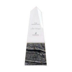 Deneb Crystal Obelisk with Marble Base