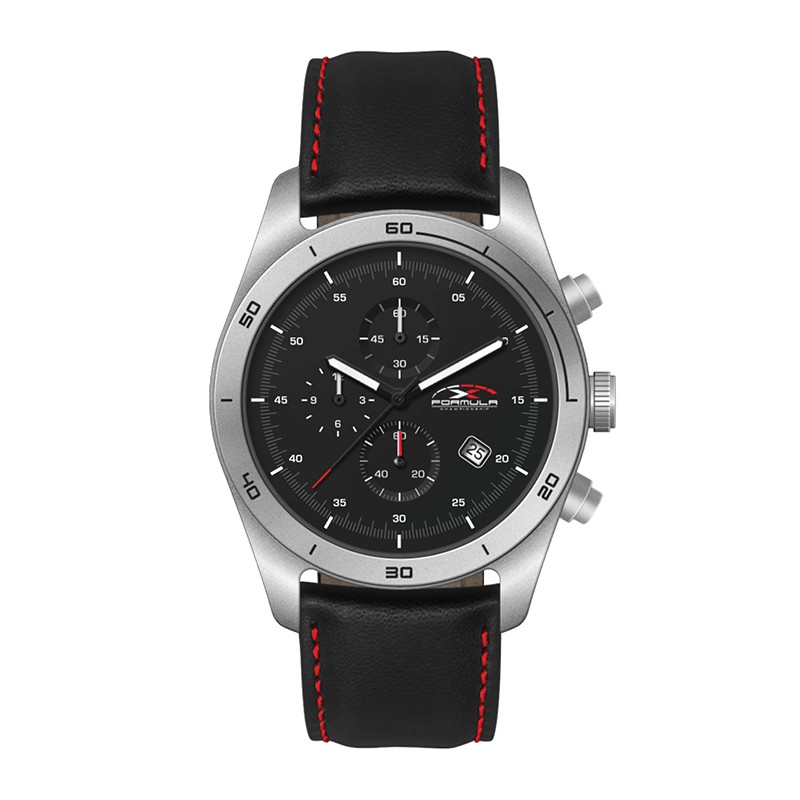 Wc6506 42mm Steel Matte Silver Case, Chronograph Mvmt, Black Dial, Dte Display, Leather Strap, Flat