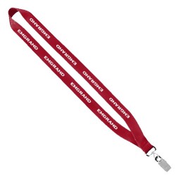 3/4" Economy Polyester Lanyard with Sewn Silver Tone Metal Bulldog Clip