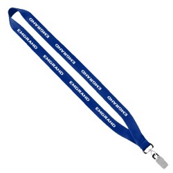 3/4" Economy Polyester Lanyard with Sewn Silver Tone Metal Bulldog Clip