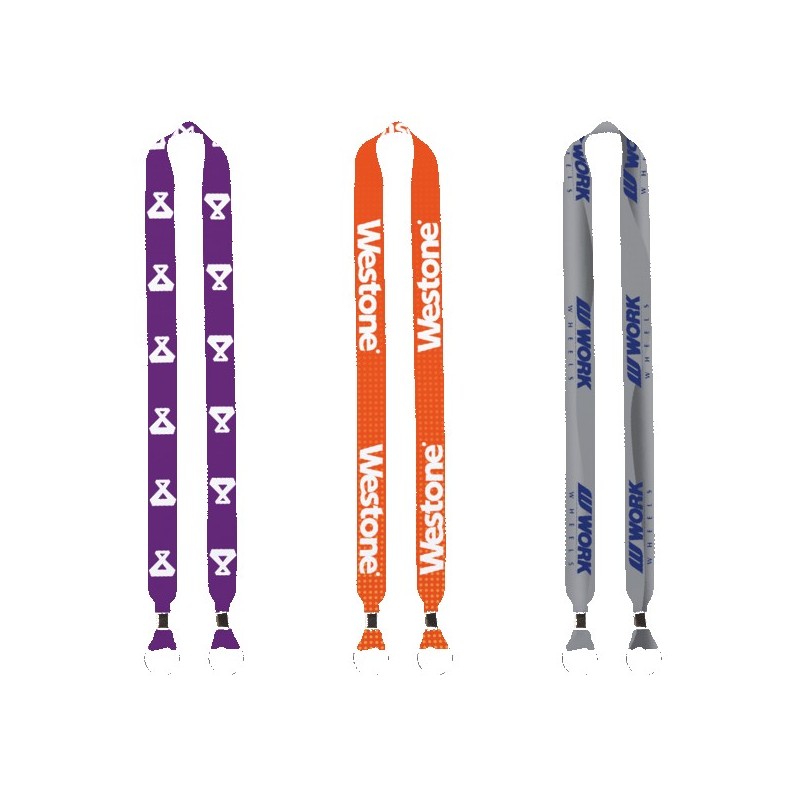 IMPORT Rush 1" Dye-Sublimated 2-Ended Lanyard with Dual Silver Metal Crimp & Split-Ring