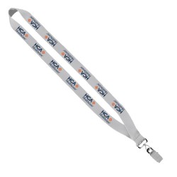 3/4" Polyester Lanyard with Sewn Silver Metal Split-Ring