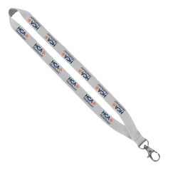 3/4" Polyester Lanyard with Sewn Silver Metal Split-Ring