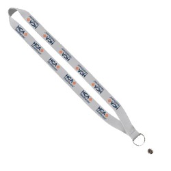 3/4" Polyester Lanyard with Sewn Silver Metal Split-Ring