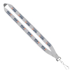 3/4" Polyester Lanyard with Sewn Silver Metal Split-Ring