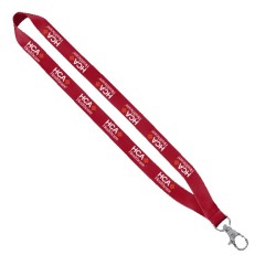 3/4" Polyester Lanyard with Sewn Silver Metal Split-Ring