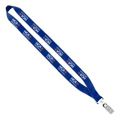 3/4" Polyester Lanyard with Sewn Silver Metal Split-Ring