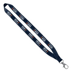 3/4" Polyester Lanyard with Sewn Silver Metal Split-Ring