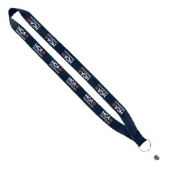 3/4" Polyester Lanyard with Sewn Silver Metal Split-Ring