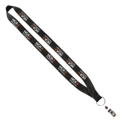 3/4" Polyester Lanyard with Sewn Silver Metal Split-Ring