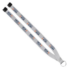 3/4" Polyester Lanyard with Sewn Silver Metal Split-Ring