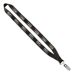 3/4" Polyester Lanyard with Sewn Silver Metal Split-Ring