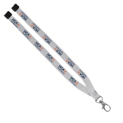 3/4" Polyester Lanyard with Sewn Silver Metal Split-Ring