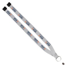 3/4" Polyester Lanyard with Sewn Silver Metal Split-Ring