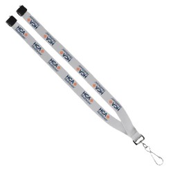 3/4" Polyester Lanyard with Sewn Silver Metal Split-Ring