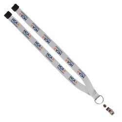 3/4" Polyester Lanyard with Sewn Silver Metal Split-Ring