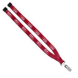3/4" Polyester Lanyard with Sewn Silver Metal Split-Ring