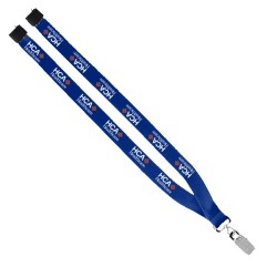 3/4" Polyester Lanyard with Sewn Silver Metal Split-Ring