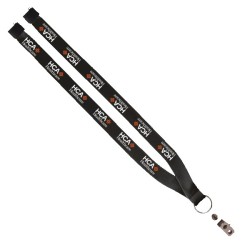 3/4" Polyester Lanyard with Sewn Silver Metal Split-Ring