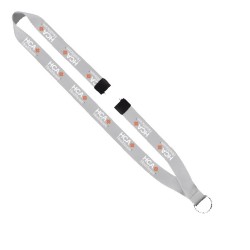 3/4" Polyester Lanyard with Sewn Silver Metal Split-Ring