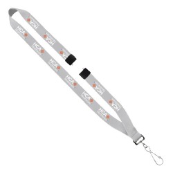 3/4" Polyester Lanyard with Sewn Silver Metal Split-Ring