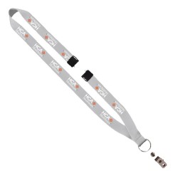 3/4" Polyester Lanyard with Sewn Silver Metal Split-Ring