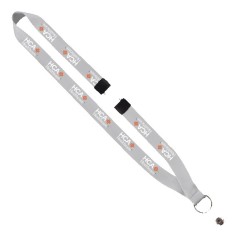 3/4" Polyester Lanyard with Sewn Silver Metal Split-Ring